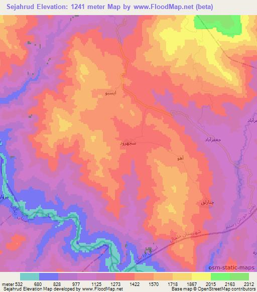 Sejahrud,Iran Elevation Map
