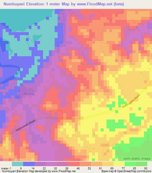 Numbuyani,Fiji Elevation Map
