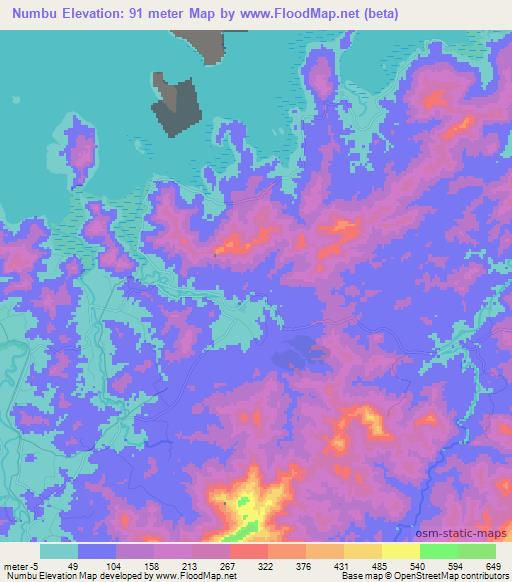Numbu,Fiji Elevation Map
