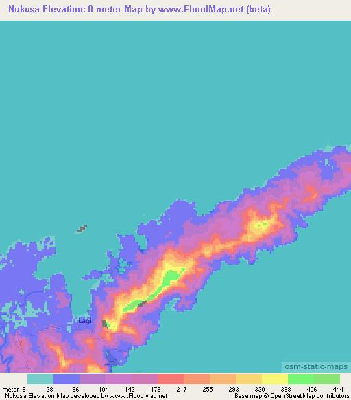 Nukusa,Fiji Elevation Map