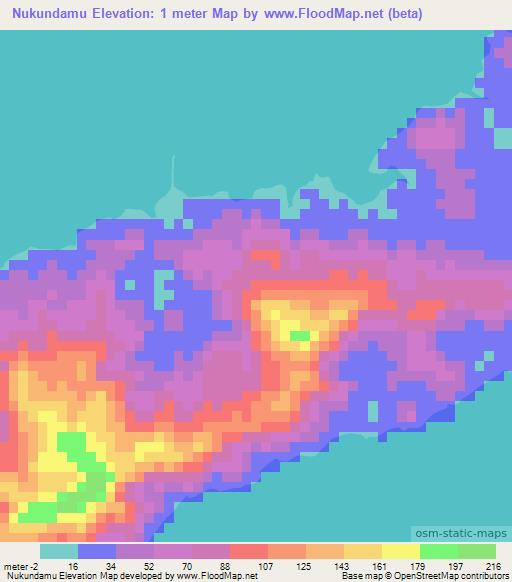 Nukundamu,Fiji Elevation Map