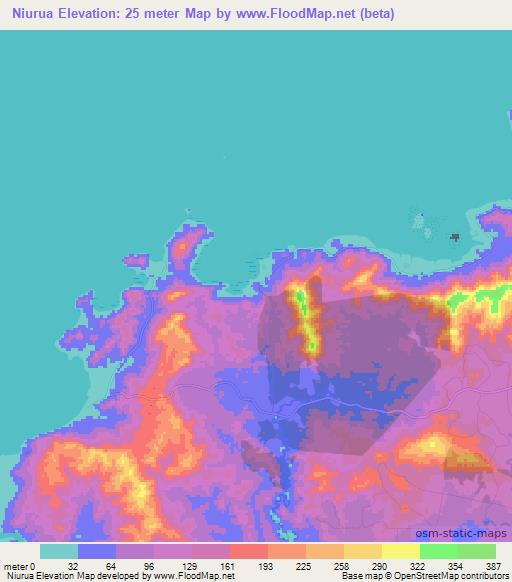 Niurua,Fiji Elevation Map