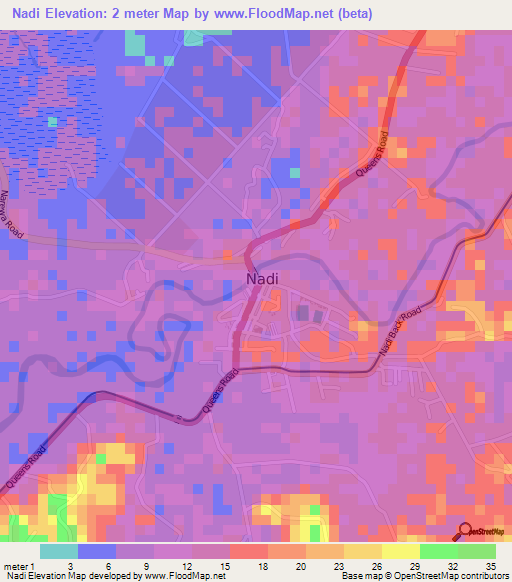 Nadi,Fiji Elevation Map