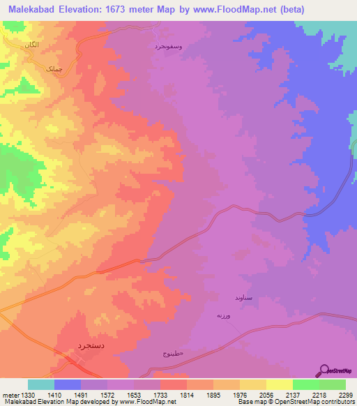 Malekabad,Iran Elevation Map
