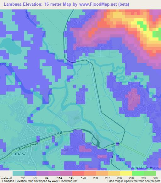 Lambasa,Fiji Elevation Map