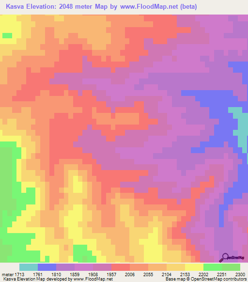 Kasva,Iran Elevation Map