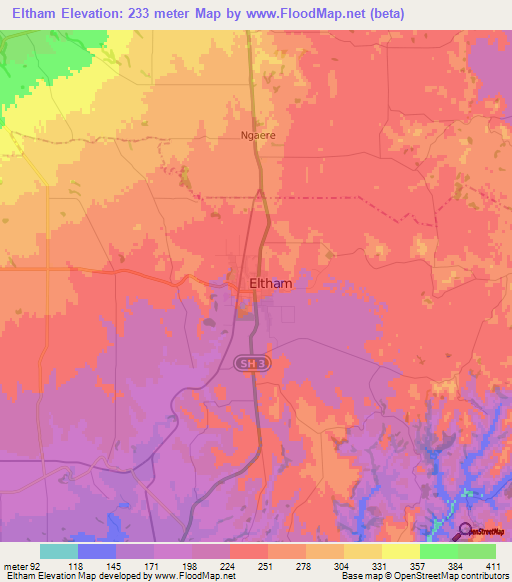 Eltham,New Zealand Elevation Map