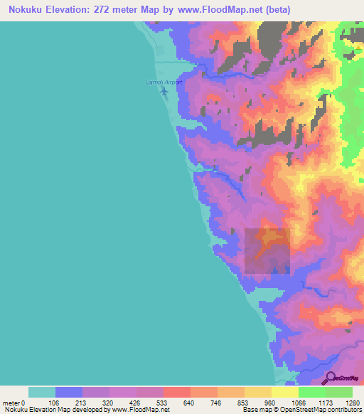 Nokuku,Vanuatu Elevation Map