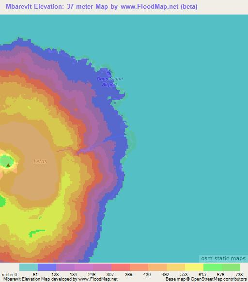 Mbarevit,Vanuatu Elevation Map