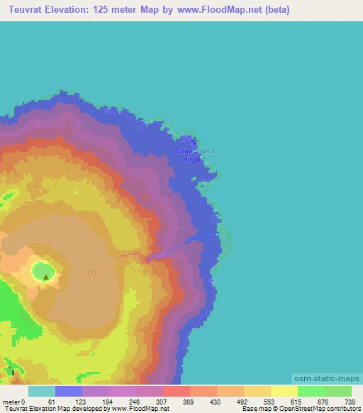 Teuvrat,Vanuatu Elevation Map