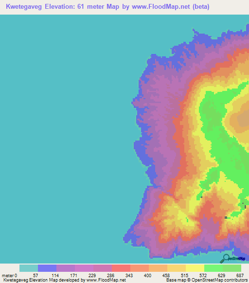 Kwetegaveg,Vanuatu Elevation Map