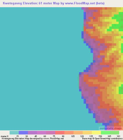 Kwetegaveg,Vanuatu Elevation Map
