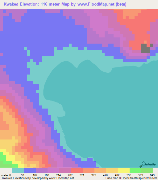 Kwakea,Vanuatu Elevation Map
