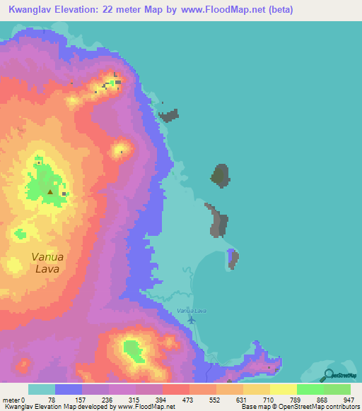 Kwanglav,Vanuatu Elevation Map