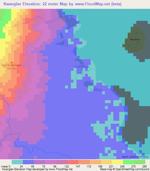 Kwanglav,Vanuatu Elevation Map