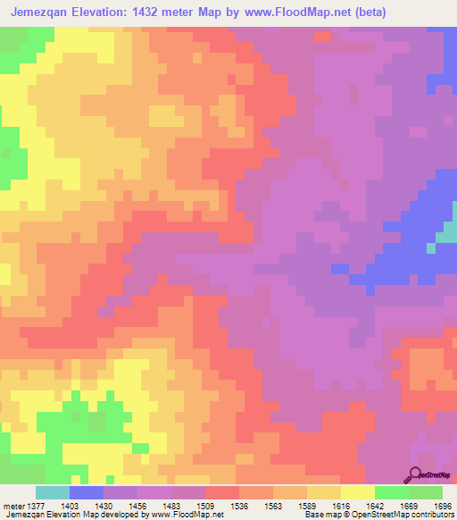 Jemezqan,Iran Elevation Map