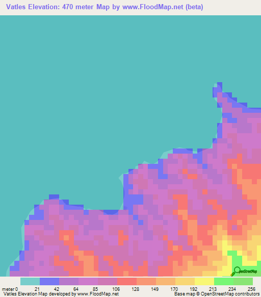 Vatles,Vanuatu Elevation Map