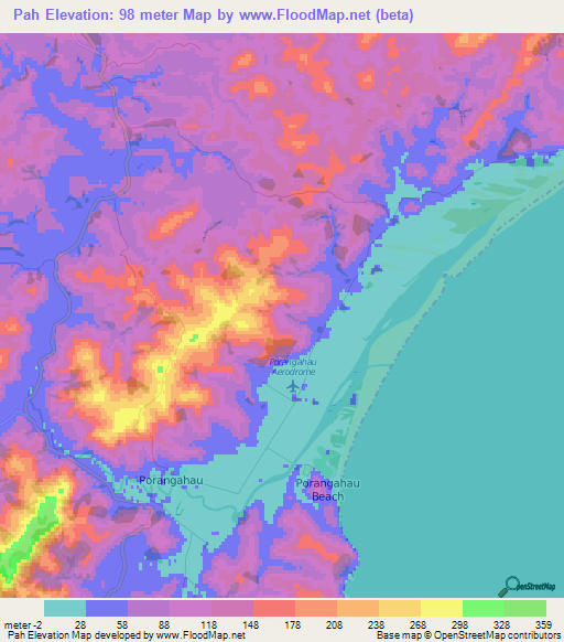 Pah,New Zealand Elevation Map