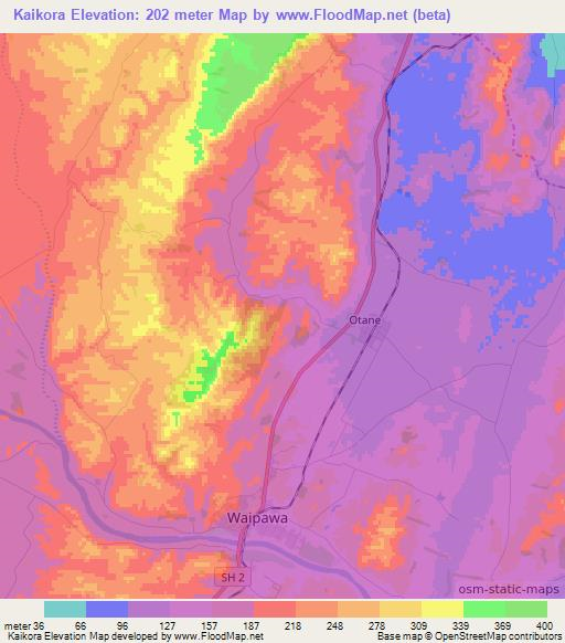 Kaikora,New Zealand Elevation Map