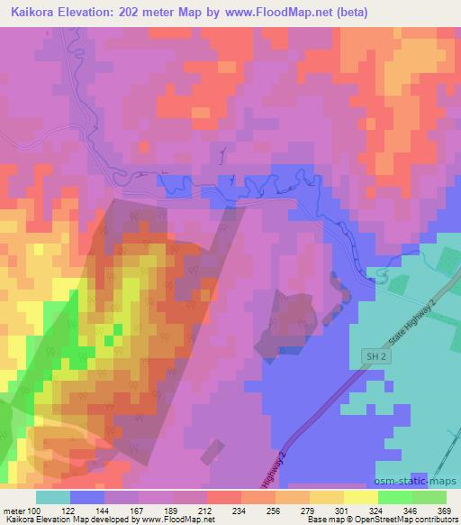 Kaikora,New Zealand Elevation Map