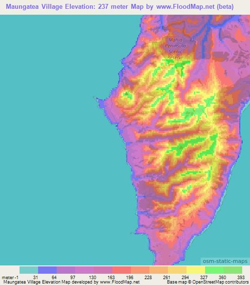 Maungatea Village,New Zealand Elevation Map
