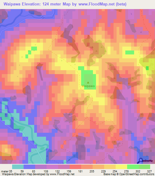 Waipawa,New Zealand Elevation Map