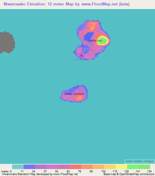 Mwamwako,Solomon Islands Elevation Map