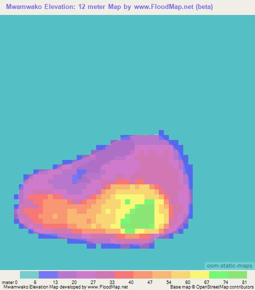 Mwamwako,Solomon Islands Elevation Map