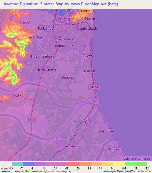 Awatoto,New Zealand Elevation Map
