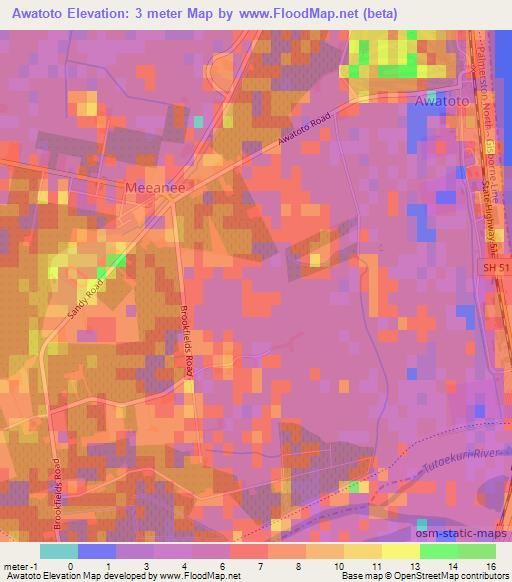 Awatoto,New Zealand Elevation Map