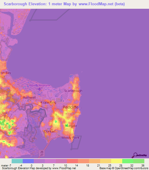 Scarborough,Australia Elevation Map
