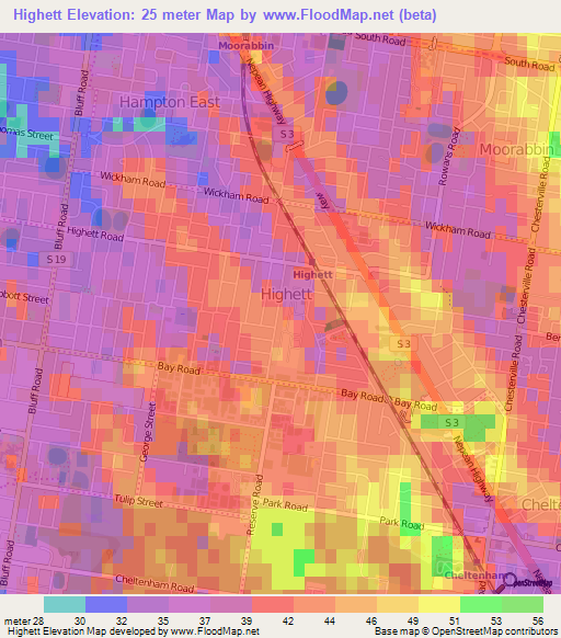 Highett,Australia Elevation Map