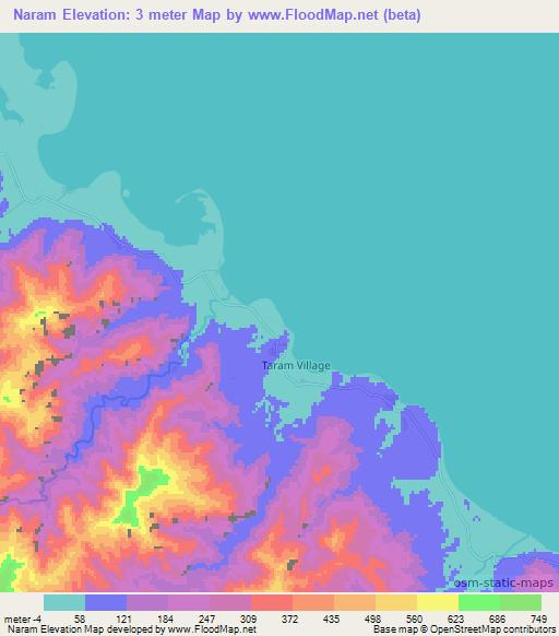 Naram,Vanuatu Elevation Map
