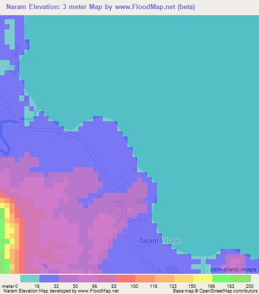 Naram,Vanuatu Elevation Map