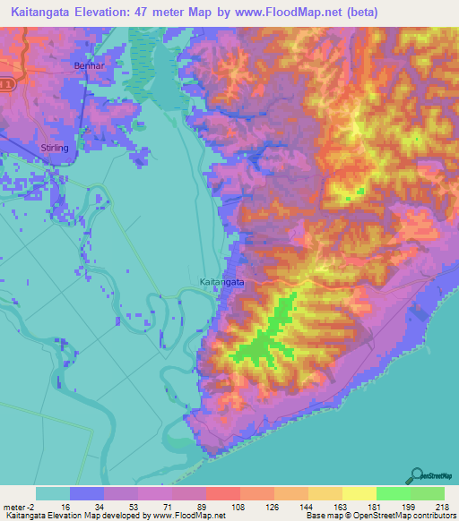 Kaitangata,New Zealand Elevation Map