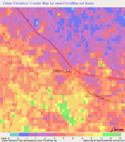 Zaltan,Libya Elevation Map