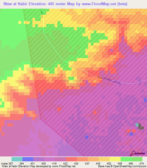 Waw al Kabir,Libya Elevation Map