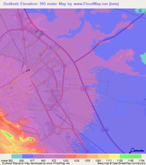 Dudkesh,Iran Elevation Map