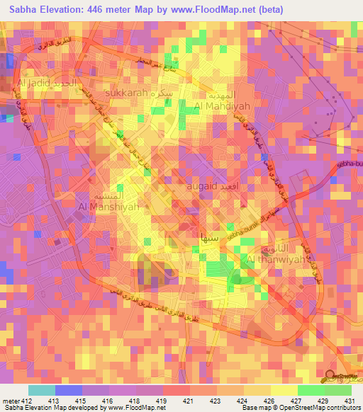 Sabha,Libya Elevation Map