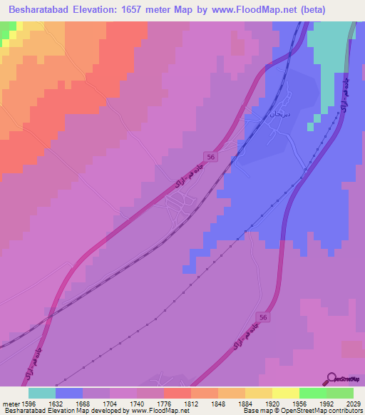 Besharatabad,Iran Elevation Map