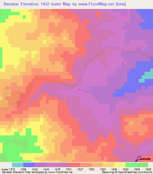 Banabar,Iran Elevation Map