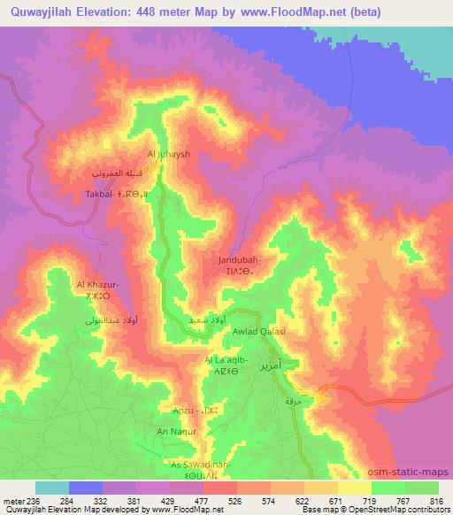 Quwayjilah,Libya Elevation Map
