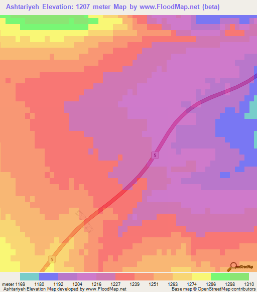 Ashtariyeh,Iran Elevation Map