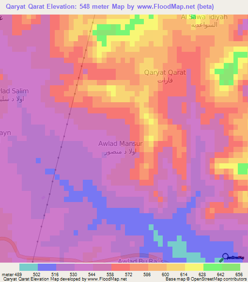 Qaryat Qarat,Libya Elevation Map