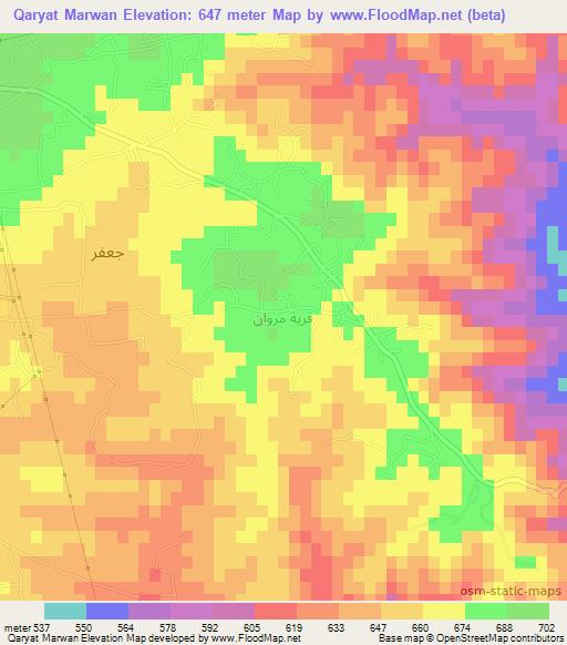 Qaryat Marwan,Libya Elevation Map