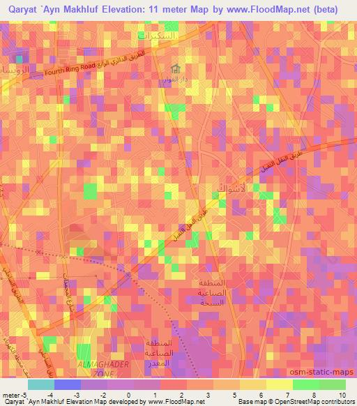 Qaryat `Ayn Makhluf,Libya Elevation Map