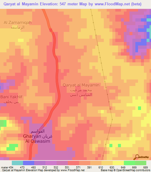Qaryat al Mayamin,Libya Elevation Map
