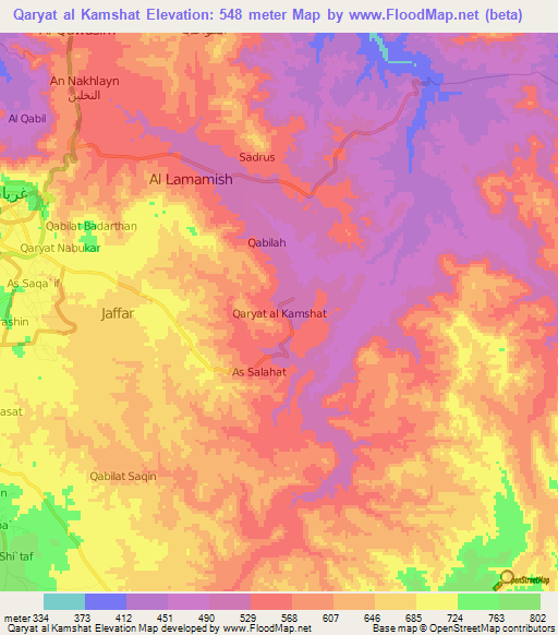 Qaryat al Kamshat,Libya Elevation Map