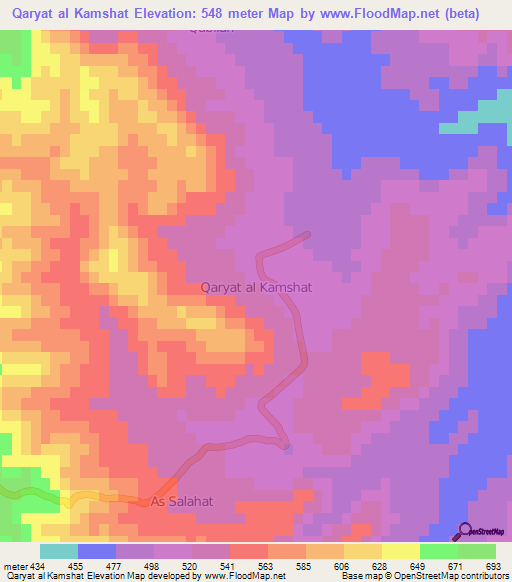 Qaryat al Kamshat,Libya Elevation Map