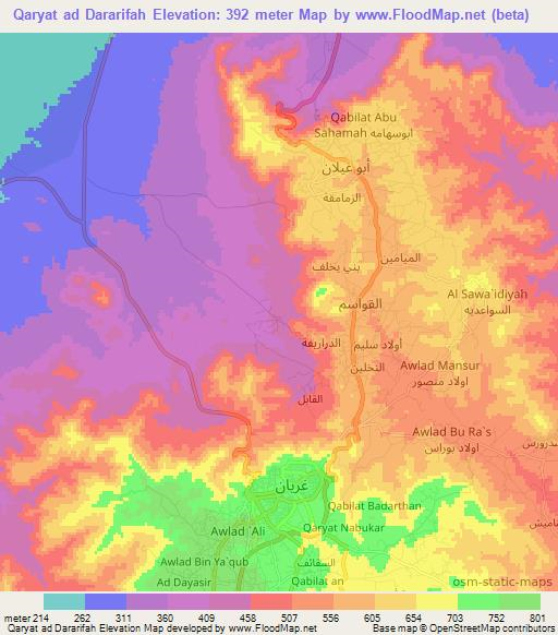 Qaryat ad Dararifah,Libya Elevation Map